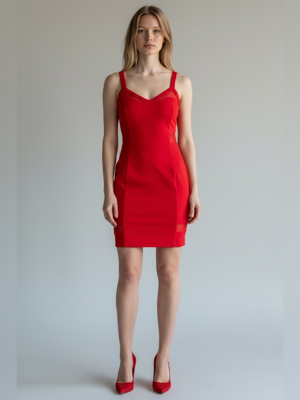 NWT EXPRESS Express Cocktail
Party Bodycon Dress with Mesh Cutouts‎ SZ 10 in Red